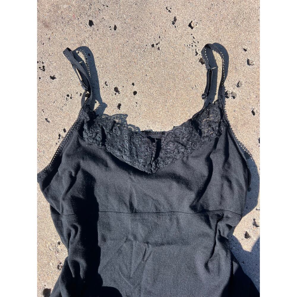 Elle Black Lace Trim Babydoll Cami Tank Top Women’s M Y2K Lingerie Style
